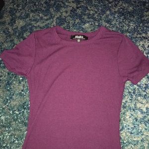 Ribbed purple short sleeve dress